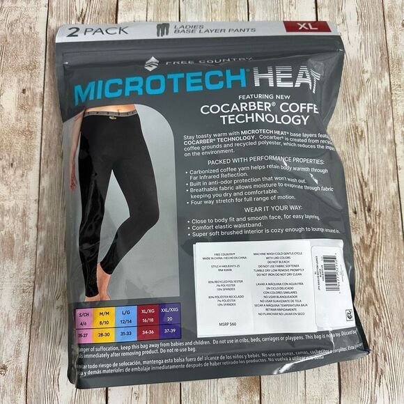 Free Country Women’s Baselayer Bottom Black XL 2PK - Picture 6 of 6